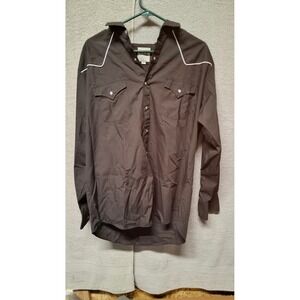 Eli Cattleman Mens Black Western Pearl Snap Shirt White Piping XLLong Sleeve(B6)